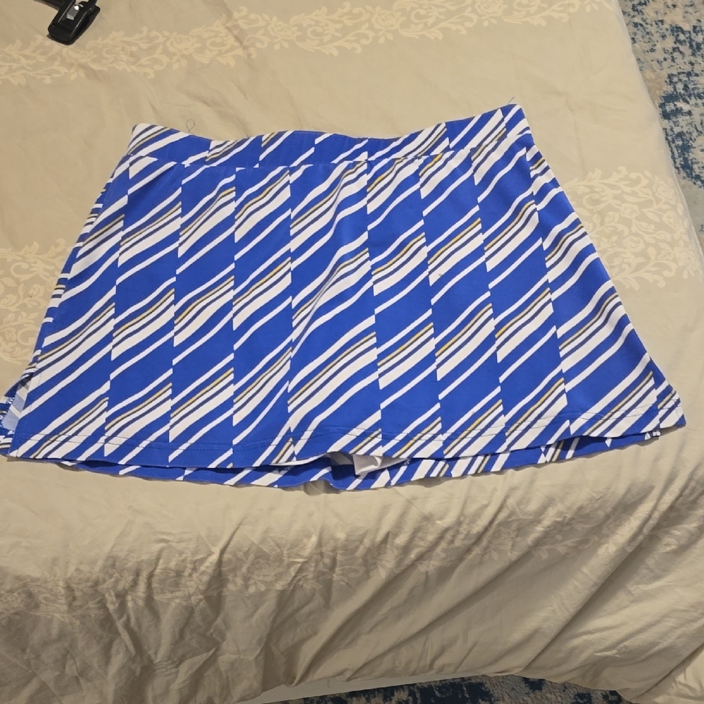 Blue and White Striped Women's Skirt